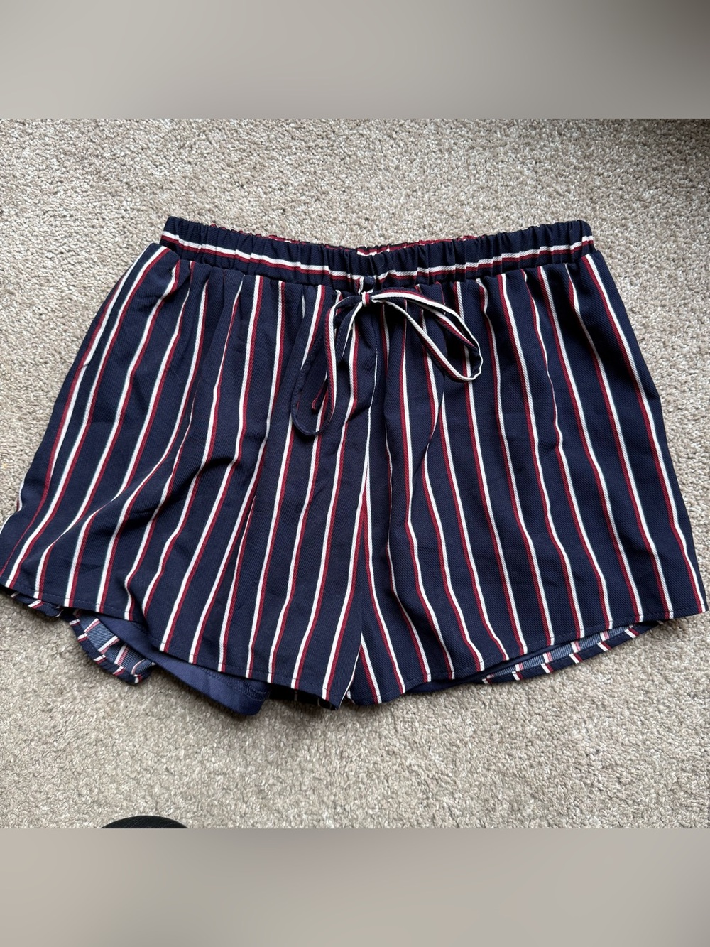 She + Sky Striped Navy Drawstring Women's Shorts